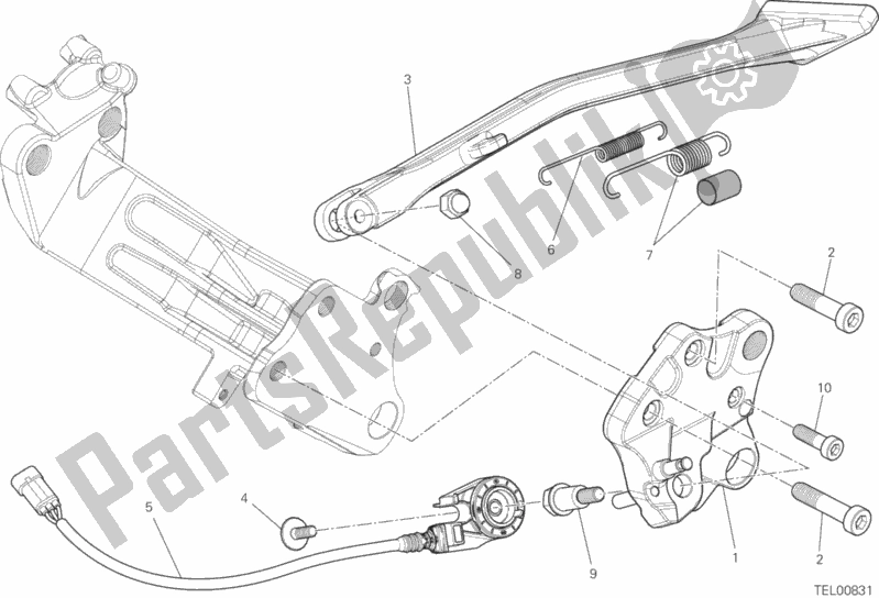 Tutte le parti per il Cavalletto Laterale del Ducati Diavel Carbon FL Thailand 1200 2015
